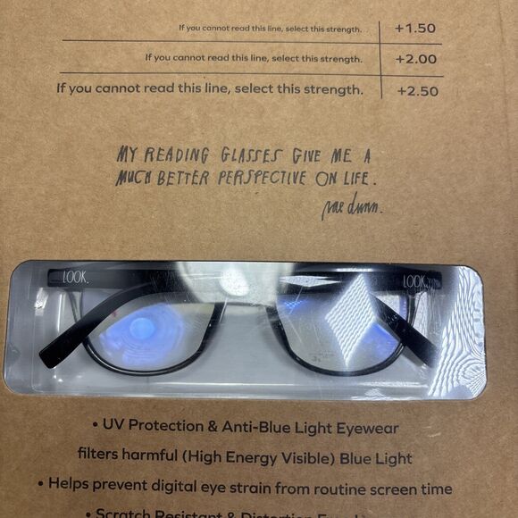 Rae Dunn  2 Pair Blue Light Blocking Reading Glasses & 1 Case  ~ Brown & Clear - Picture 10 of 13
